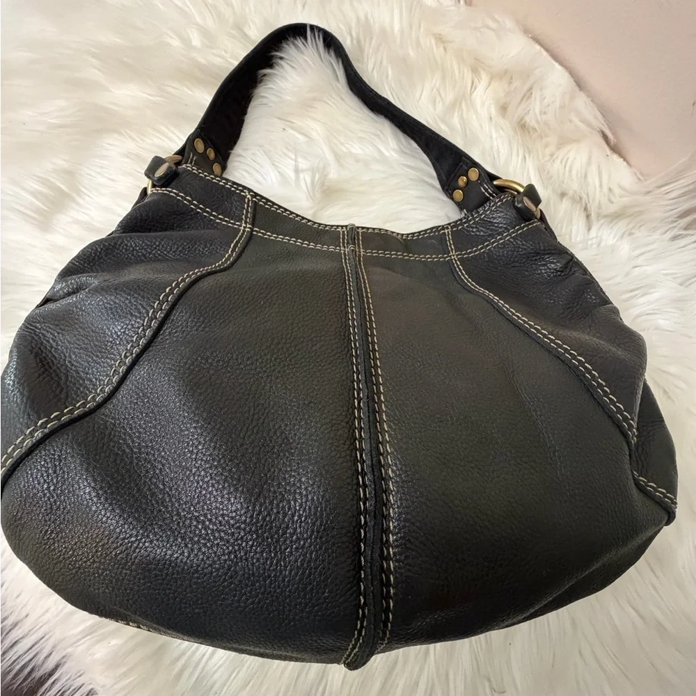 Lucky Brand Black Hobo Bag with Gold Accents